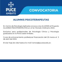 Convocatoria – ALUMNIS PSICOTERAUPETAS