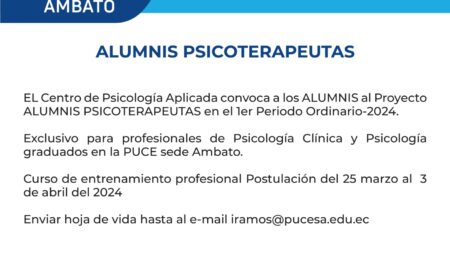 Convocatoria – ALUMNIS PSICOTERAUPETAS