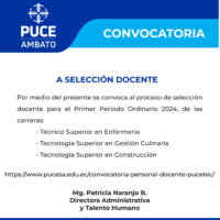 Convocatoria – DOCENTES PUCETEC 2024