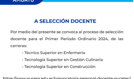 Convocatoria – DOCENTES PUCETEC 2024